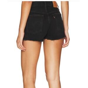 NEW Levi's 501® High-Rise Button Fly Cut-Off Shorts – Size 25, Distressed Black